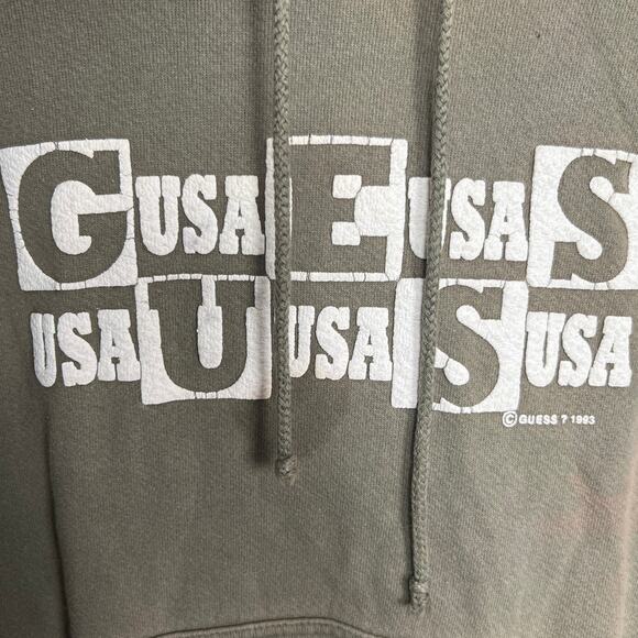 Vintage Guess Jeans USA Green 100% Cotton Size Large By Georges Marciano Hoodie - Picture 4 of 10